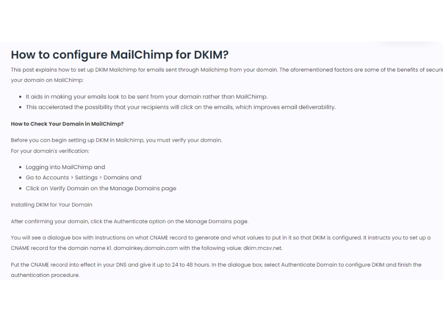 MailChimp Domain Authentication and DKIM