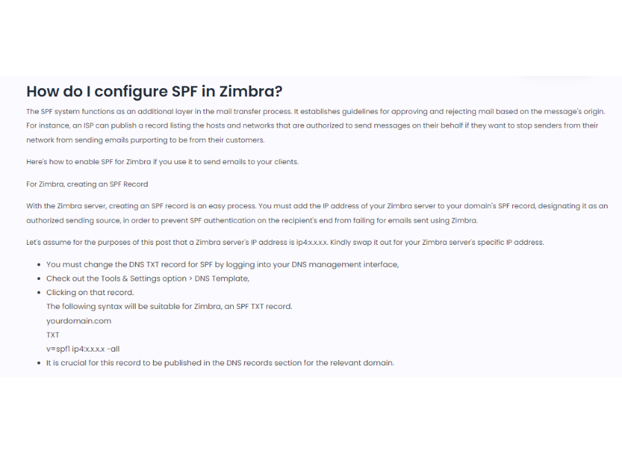 Generate SPF for Zimbra